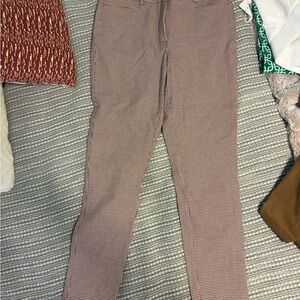 LOFT Burgundy Houndstooth Trousers